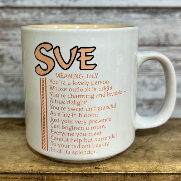 Vtg "Sue" Name and Meaning Poem Mug "Lily" Marci G. Poetry Papel Made in Korea - Picture 1 of 8
